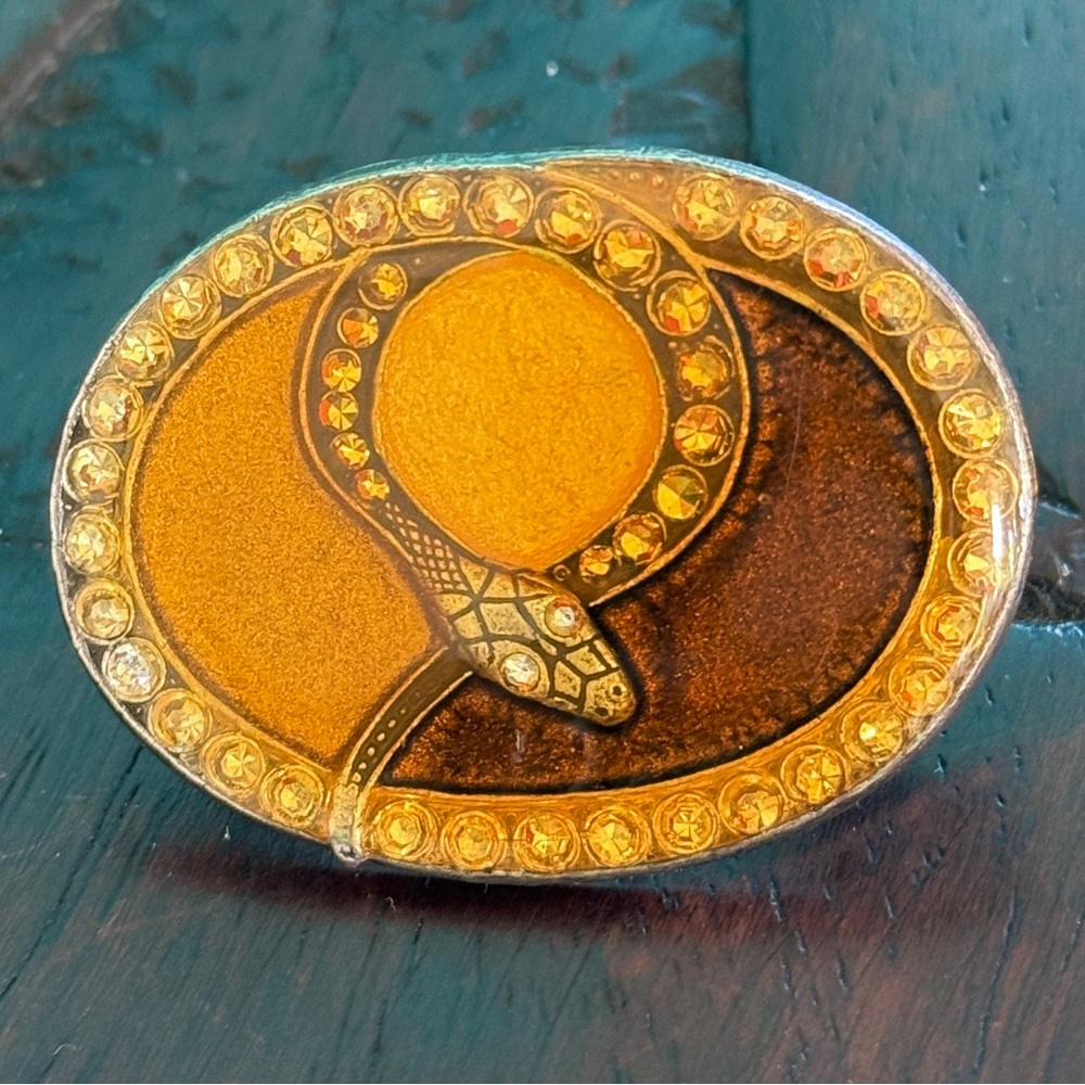 Vintage Pierre Bex Enameled Brooch Pin Rhinestones Art Deco Style